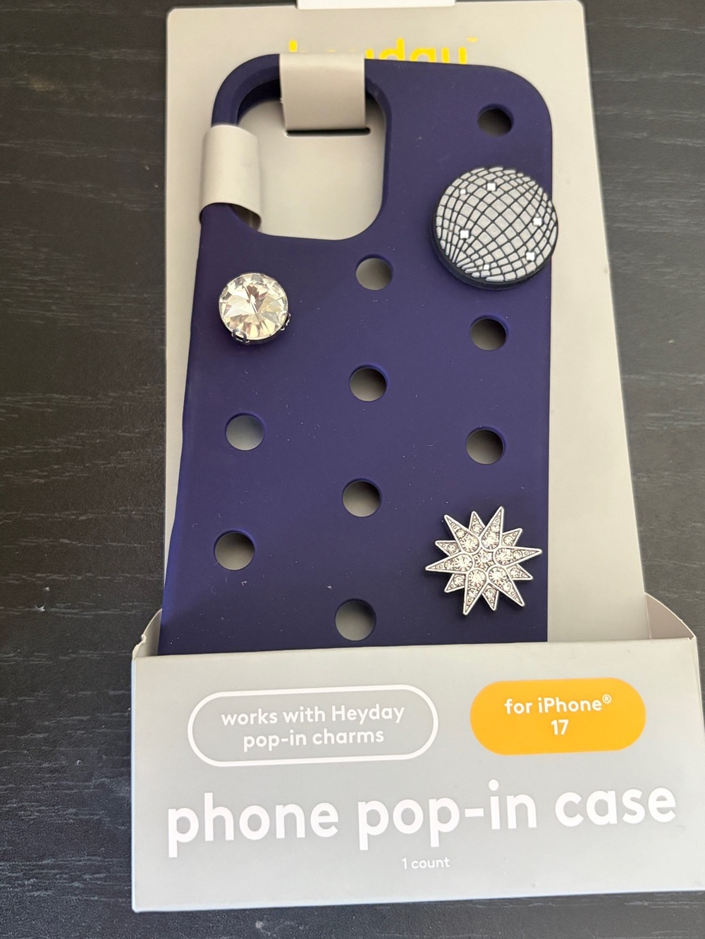 heyday Purple Phone Pop-In Case with Charm Holes for iPhone 17
